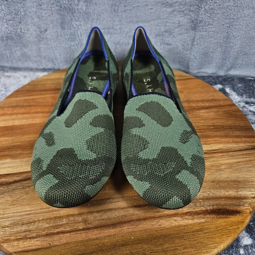 Rothys The Loafer Womens 9 Green Camouflage Slip On Casual Comfort Flats Shoes